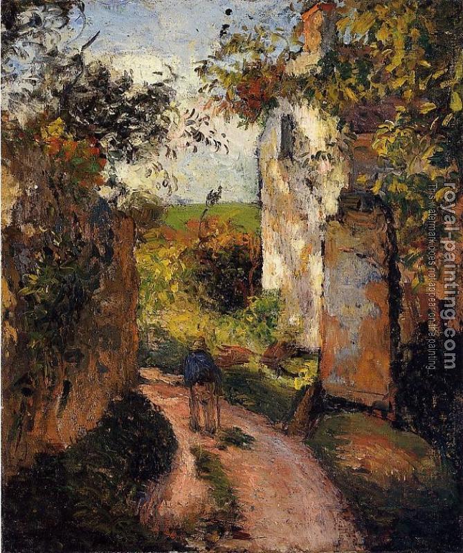 Camille Pissarro : A Peasant in the Lane at l'Hermitage, Pontoise